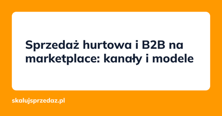 Sprzedaż hurtowa i B2B na marketplace: kanały i modele